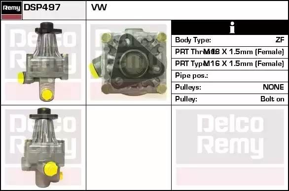 Гидравлический насос, рулевое управление DSP497 DELCO REMY