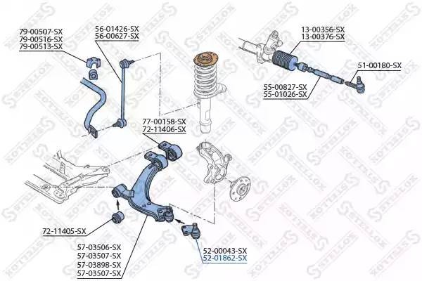 Опора шаровая подвески 52-01862-SX STELLOX
