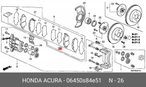 Колодки тормозные дисковые 06450S84E51 HONDA
