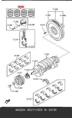 Кольца поршневые WLY111SC0 MAZDA