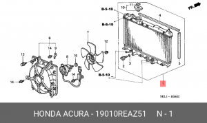 Радиатор, охлаждение двигател 19010REAZ51 HONDA