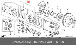 Колодки тормозные дисковые 45022SEPA01 HONDA