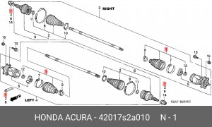 Комплект пылника, приводной вал 42017S2A010 HONDA