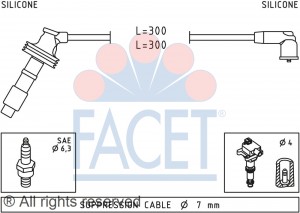 Ккомплект проводов зажигания 4.7059 FACET
