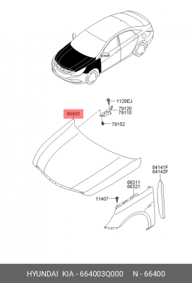 Капот 66400-3Q000 HYUNDAI KIA