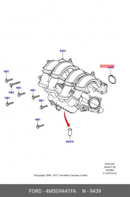 Прокладка, впускной коллектор 4M5G-9441-FA FORD