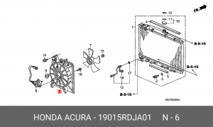 Диффузор радиатора охлаждения под вентилятор 19015RDJA01 HONDA