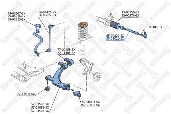 Тяга рулевая 55-01026-SX STELLOX