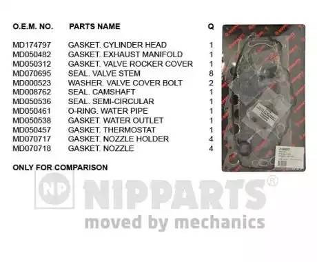 Комплект прокладок, головка цилиндра J1245007 H B JAKOPARTS NIPPARTS