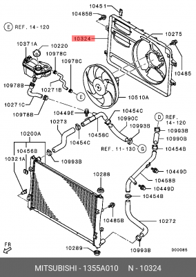 Вентилятор, охлаждение двигателя 1355A010 MITSUBISHI