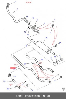 Труба системы выпуска ОГ 93VB-5255-DB FORD