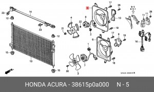 Вентилятор, охлаждение двигателя 38615P0A000 HONDA