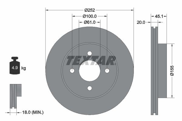 Тормозной диск 92148800 TEXTAR