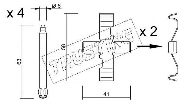 Комплектующие, колодки дискового тормоза KIT078 TRUSTING