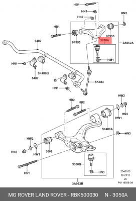 несущий / направляющий шарнир RBK500030 LAND ROVER