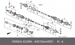Шарнирный комплект, приводной вал 44310SM4901 HONDA