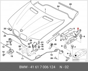 Петля - шарнир открывания капота 41 61 7 006 124 BMW