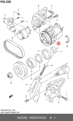 Компрессор, кондиционер 95200-70C20 SUZUKI