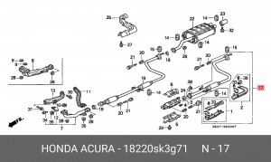 Средний глушитель выхлопных газов 18220SK3G71 HONDA