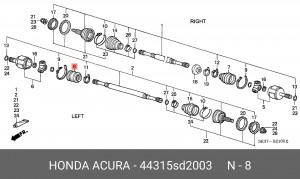 Комплект пылника, приводной вал 44315SD2003 HONDA