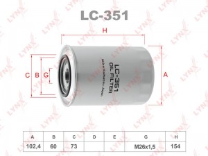 Фильтр масляный двигателя LC-351 LYNXAUTO