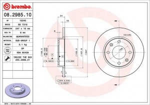 Тормозной диск 08.2985.10 BREMBO