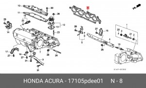 Комплект прокладок, впускной коллектор 17105PDEE01 HONDA