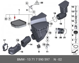 Фильтр воздушный 13 71 7 590 597 BMW
