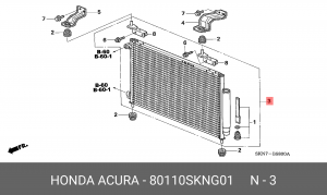 Конденсатор, кондиционер 80110SKNG01 HONDA
