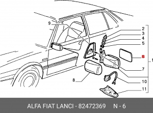 Стекло зеркала, наружное зеркало 82472369 ALFA FIAT LANCIA
