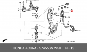 Датчик, частота вращения колеса 57455SN7950 HONDA