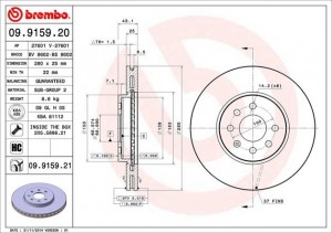 Тормозной диск 09.9159.20 BREMBO