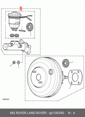 Главный тормозной цилиндр SJC100340 MG ROVER LAND ROVER