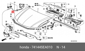 Уплотнитель капота 74144SEA010 HONDA