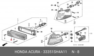 Фонарь указателя поворота 33351SH4A11 HONDA