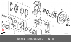 Ремкомплект, тормозной суппорт 45006SEAE01 HONDA