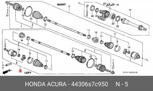 Шарнирный комплект, приводной вал 44306S7C950 HONDA