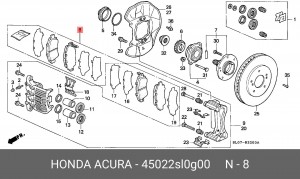 Комплект тормозных колодок, диско 45022-SL0-G00 HONDA