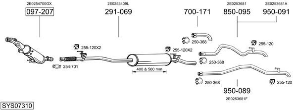 Средний глушитель выхлопных газов 285937 BOSAL