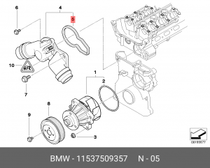 Прокладка, корпус термостата 11 53 7 509 357 BMW