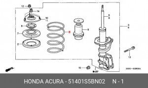 Пружина подвески 51401S5BN02 HONDA