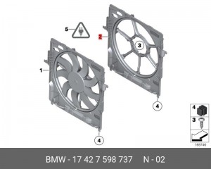 Вентилятор охлаждения радиатора ДВС 17427598737 BMW