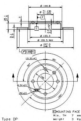 Тормозной диск 08.9719.10 BREMBO