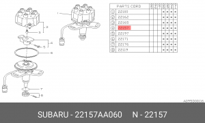 Бегунок распределителя зажигани 22157AA060 SUBARU