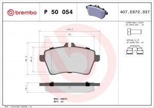 Комплект тормозных колодок, диско P50054 BREMBO