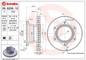 Тормозной диск 09.8206.10 BREMBO