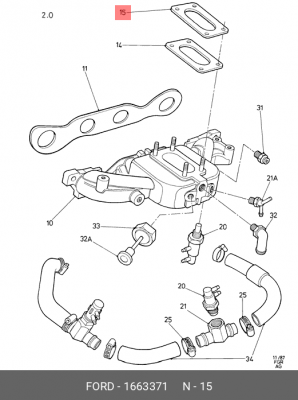 Уплотнительное кольцо, карбюратор 1 663 371 FORD