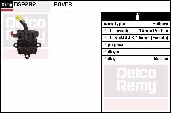 Гидравлический насос, рулевое управление DSP292 DELCO REMY