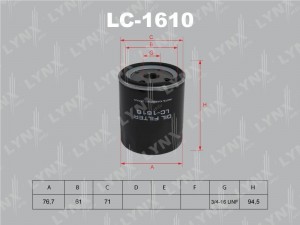 Фильтр масляный двигателя LC-1610 LYNXAUTO
