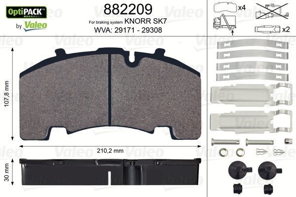 Колодки тормозные дисковые 882209 VALEO PHC